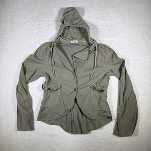 Stella Rosa Women‎ Utility Jacket Hooded Green Button Front Cotton Blend Size M